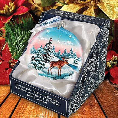 G.Debrekht Winter Moose Ball Glass Ornament by G. DeBrekht DecorWildlife Holiday Decor - 73417
