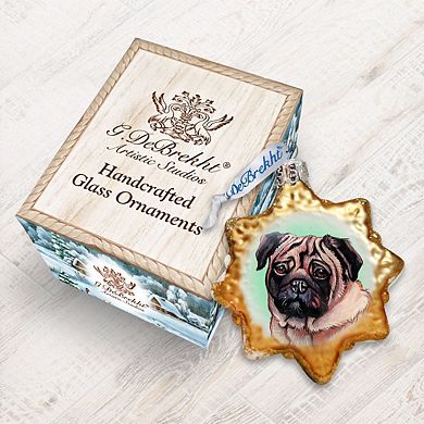 Designocracy Cute Pug Mercury Glass Ornament by G. DeBrekht Pets Dog and Cats Decor