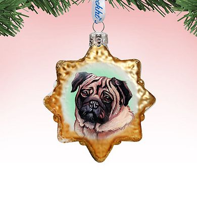 Designocracy Cute Pug Mercury Glass Ornament by G. DeBrekht Pets Dog and Cats Decor