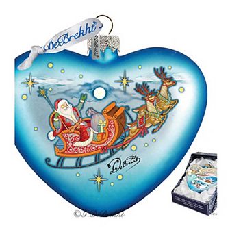 G.Debrekht Santa on His Way Glass Christmas Ornament by G. DeBrekht Christmas Decor - 753-005