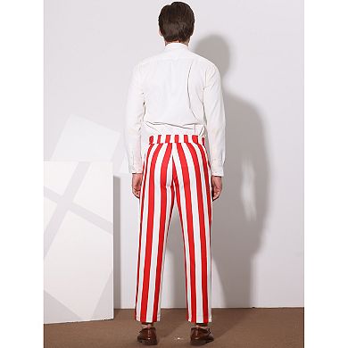 Men's Striped Dress Pants Straight Fit Office Work Suit Trousers