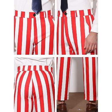 Men's Striped Dress Pants Straight Fit Office Work Suit Trousers