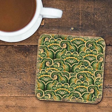 Floral Wooden Cork Coasters Gift Set of 4 by Nature Wonders