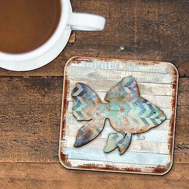 Fish Coastal Wooden Cork Coasters Gift Set of 4 by Nature Wonders