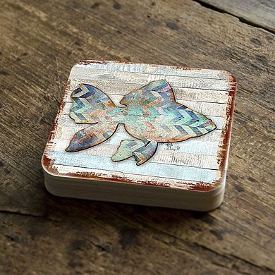 Fish Coastal Wooden Cork Coasters Gift Set of 4 by Nature Wonders