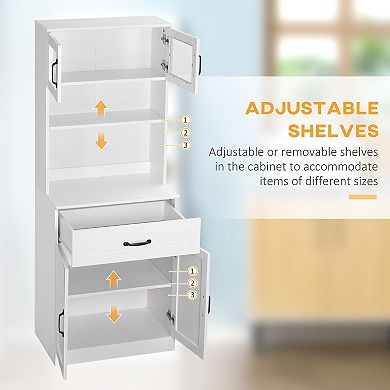 HOMCOM Kitchen Storage Cabinet, Pantry Organizer with 4 Doors,