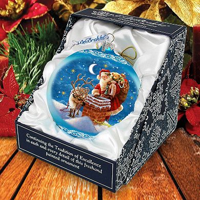 Christmas Arrival Lg Glass Christmas Ornament in Blue by Gelsinger
