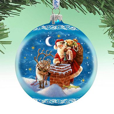 Christmas Arrival Lg Glass Christmas Ornament in Blue by Gelsinger