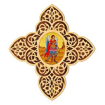 G.Debrekht St. Michael the Archangel Filigree Wooden Cross by Museum Icons Inspirational Icon Decor - 88422