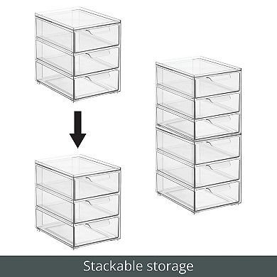 mDesign Plastic Stackable 3-Drawer Kitchen Storage Organizer - 2 Pack