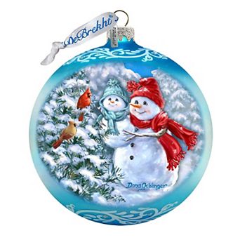Baby Snowman's First Winter Lg Glass Ornament in Blue by Gelsinger
