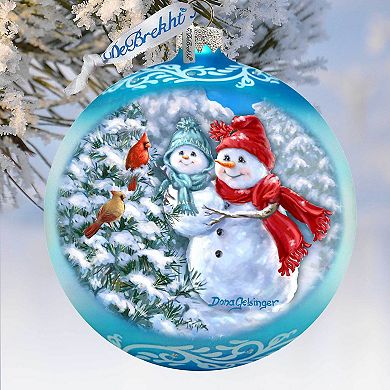 Baby Snowman's First Winter Lg Glass Ornament in Blue by Gelsinger