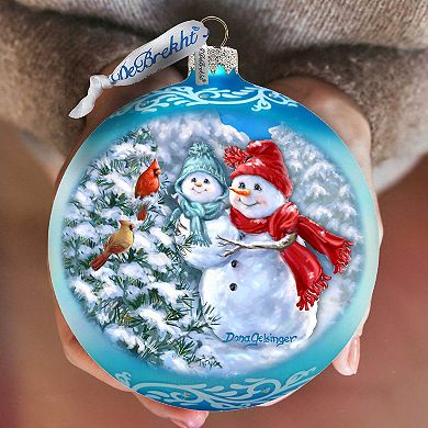 Baby Snowman's First Winter Lg Glass Ornament in Blue by Gelsinger