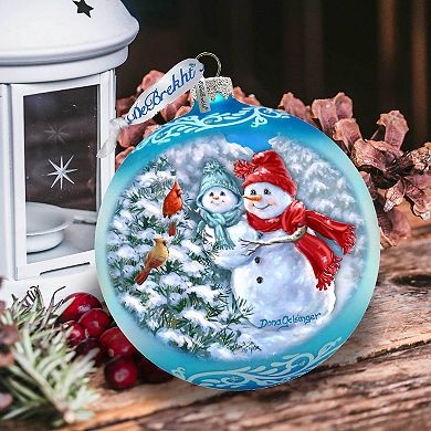 Baby Snowman's First Winter Lg Glass Ornament in Blue by Gelsinger