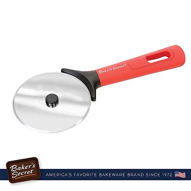 Baker's Secret Kitchen Accessories Stainless Steel Easy-grip Pizza Cutter 3.3" Red