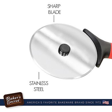 Baker's Secret Kitchen Accessories Stainless Steel Easy-grip Pizza Cutter 3.3" Red