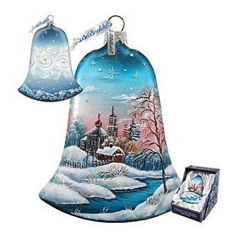G.Debrekht Winter Landscape Bell Glass Ornament by G. DeBrekht Decor Christmas Decor - 73181