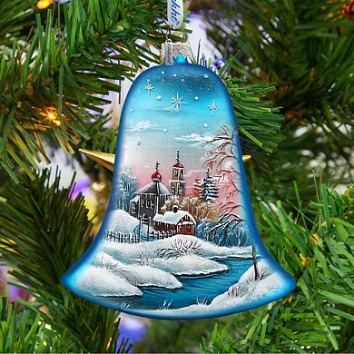 G.Debrekht Winter Landscape Bell Glass Ornament by G. DeBrekht Decor Christmas Decor - 73181