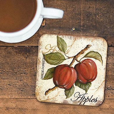 Pears Wooden Cork Coasters Gift Set of 4 by Nature Wonders