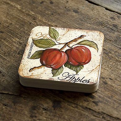Pears Wooden Cork Coasters Gift Set of 4 by Nature Wonders