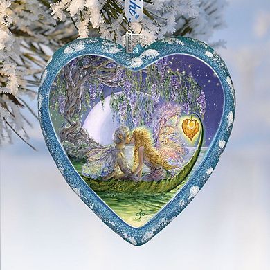 Wisteria Moon Heart Glass Ornament Limited Edition by Josephine Wall