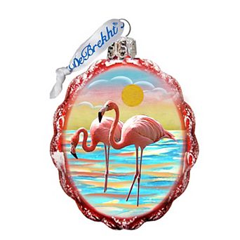 Designocracy Flamingo at Sunset Mercury Glass Ornament by G. DeBrekht Coastal Holiday Decor