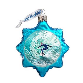 Designocracy Surfers Mercury Glass Ornament by G. DeBrekht Coastal Holiday Decor