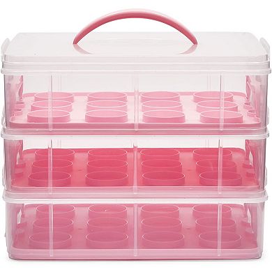 3 Tier Cupcake Carrier with Lid, Holds 36 Cupcakes (13.5 x 10.25 x 10.75 In)