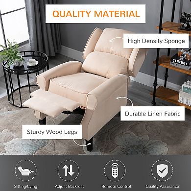 HOMCOM Wingback Heated Vibrating Massage Chair, Accent Sofa Vintage Upholstered Massage Recliner Chair Push-back with Remote Controller, Cream White