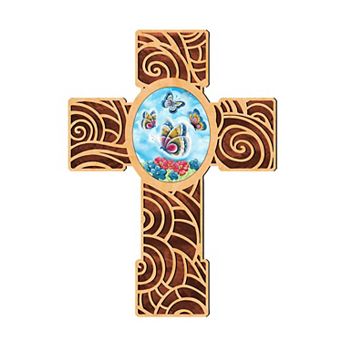 G.Debrekht New Life Butterfly Modern Wooden Cross by Museum Icons Inspirational Icon Decor - 88290