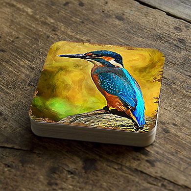 Bird Wooden Cork Coasters Gift Set of 4 by Nature Wonders