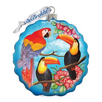 G.Debrekht Tropical Birds Flower Glass Ornament by G. DeBrekht Decor Christmas Decor - 759-022