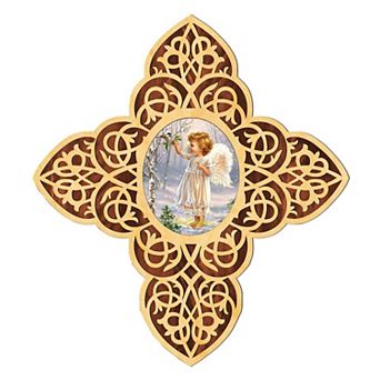 G.Debrekht Angel Girl Filigree Wooden Cross by D. Gelsinger Inspirational Icon Decor - 88482-DG