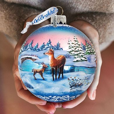 Snowy Night Ball Glass Ornament Limited Edition by G. DeBrekht