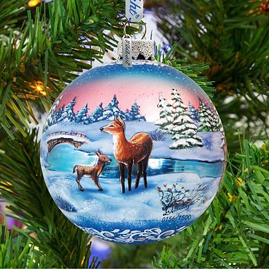 Snowy Night Ball Glass Ornament Limited Edition by G. DeBrekht