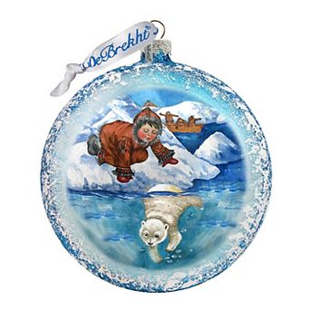 G.Debrekht Alaska Boy Polar Bear Glass Ornament by G. DeBrekht DecorWildlife Holiday Decor - 744-035