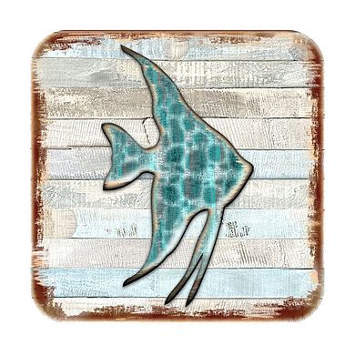 Fish Coastal Wooden Cork Coasters Gift Set of 4 by Nature Wonders