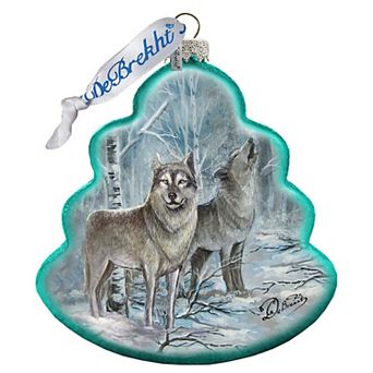 G.Debrekht Wolves Tree Glass Ornament by G. DeBrekht DecorWildlife Holiday Decor - 762-019
