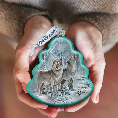 G.Debrekht Wolves Tree Glass Ornament by G. DeBrekht DecorWildlife Holiday Decor - 762-019
