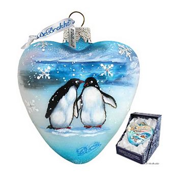 G.Debrekht Penguins Pals Heart Glass Ornament by G. DeBrekht DecorWildlife Holiday Decor - 73431