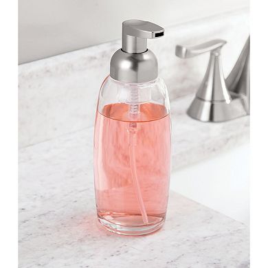 mDesign Glass Refillable Foam Soap Dispenser - 2 Pack - Clear/Brushed