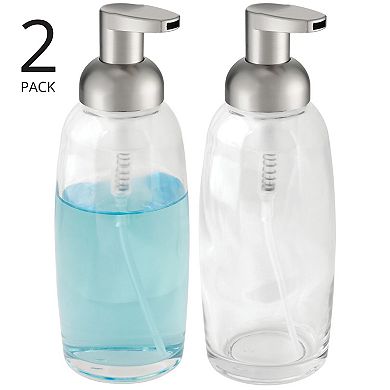 mDesign Glass Refillable Foam Soap Dispenser - 2 Pack - Clear/Brushed