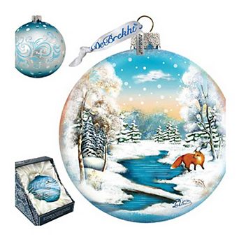 G.Debrekht Winter Fox Ball Glass Ornament by G. DeBrekht DecorWildlife Holiday Decor - 73415