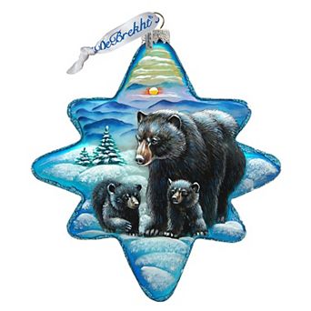 G.Debrekht Black Bears Story North Star Glass Ornament by G. DeBrekht DecorWildlife Holiday Decor - 755-090