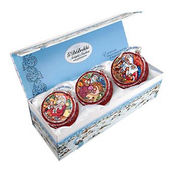 G.Debrekht Christmas With Santa Glass Ornament Set of 3 by G. DeBrekht Christmas Decor - 73745-S3
