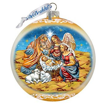 Regal Nativity Lg Glass Ornament in Gold by G.Debrekht