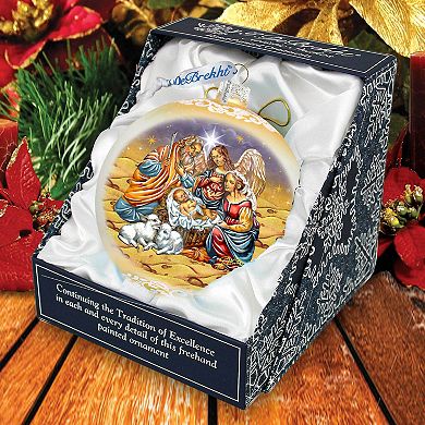 Regal Nativity Lg Glass Ornament in Gold by G.Debrekht
