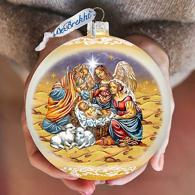 Regal Nativity Lg Glass Ornament in Gold by G.Debrekht