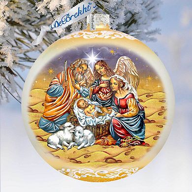 Regal Nativity Lg Glass Ornament in Gold by G.Debrekht