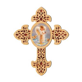 G.Debrekht Girly Angel Pointy Wooden Cross by D. Gelsinger Inspirational Icon Decor - 88388-DG